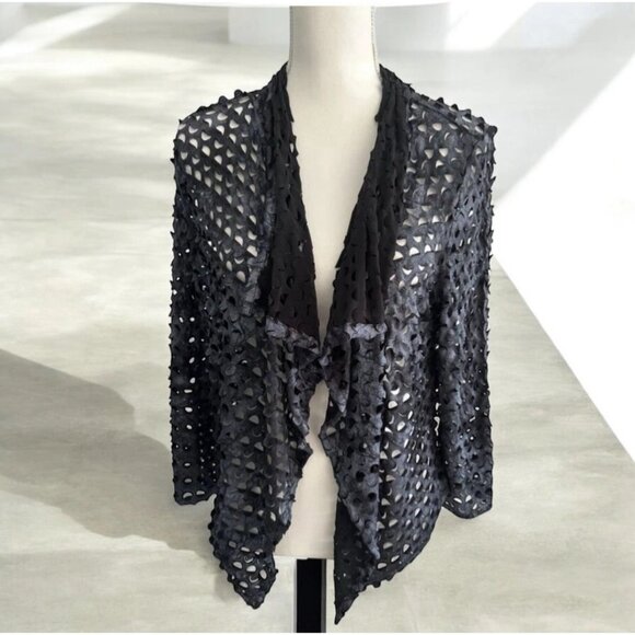 ALBERTO MAKALI Black Cutout Open Front Top Size Large - Picture 1 of 6